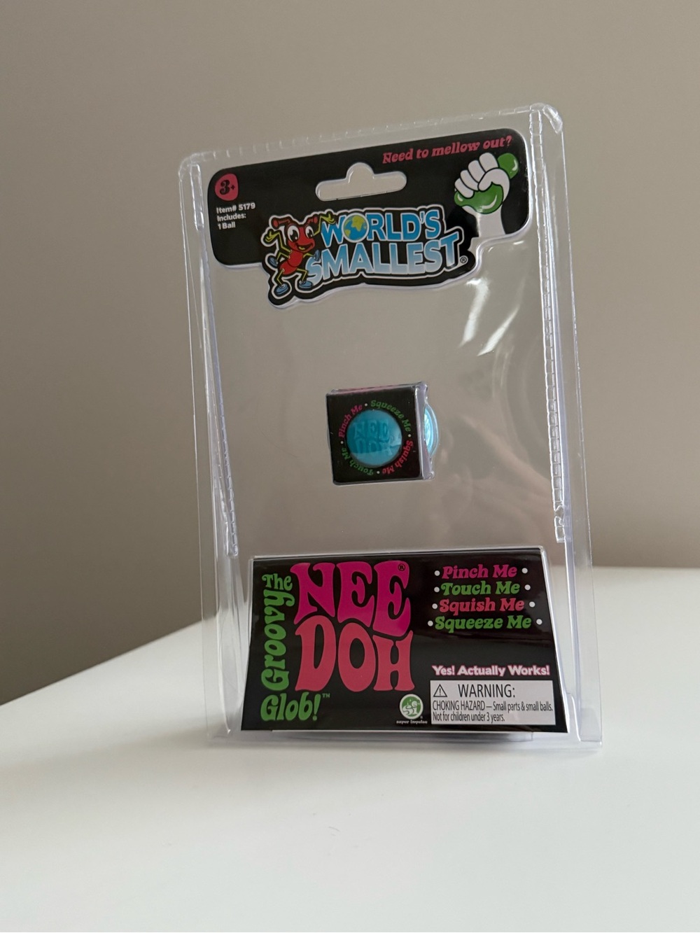 New Nee Doh Schylling World's Smallest Groovy Glob Blue RARE Needoh Tiny Ball